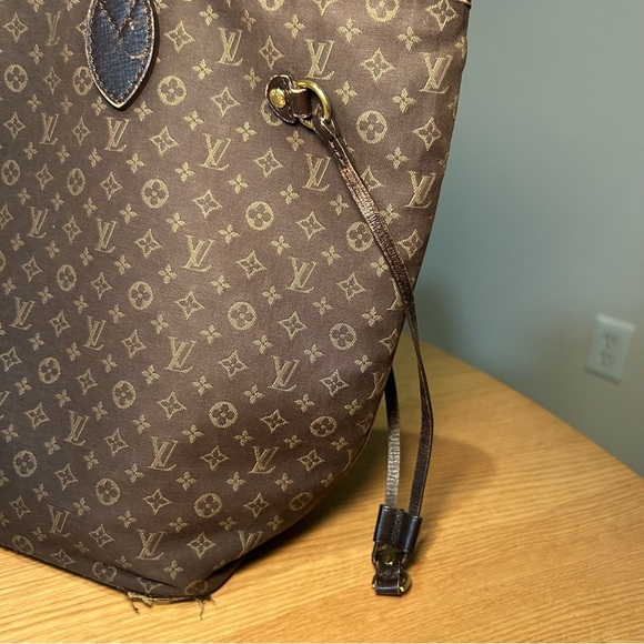 Authentic Louis Vuitton Monogram Mini Lin Neverfull Chocolate Brown Bag - Picture 4 of 17